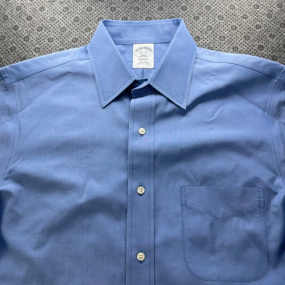 Brooks Brothers 1818 Regent Fit Light Blue Non-Iron Cotton Dress Shirt 15-2/3